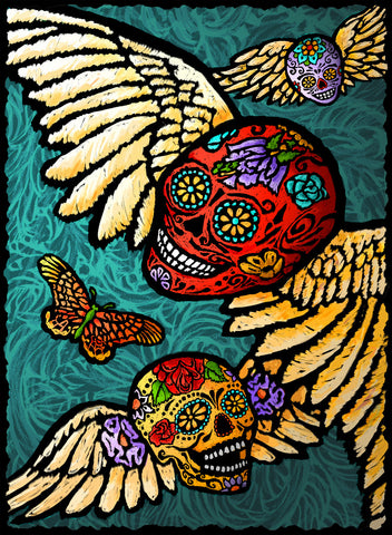 Flying Skulls - Dia De Los Muertos #2112
